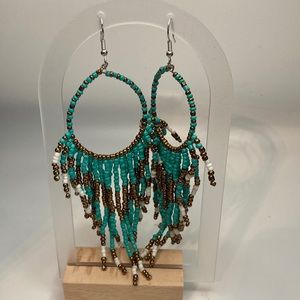 Beaded hoop pierced earrings